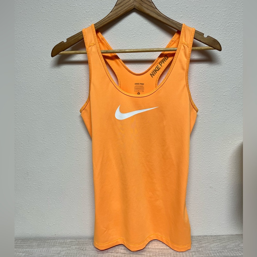 Nike Pro Dri-Fit Tank Activewear Top Orange And White Size S